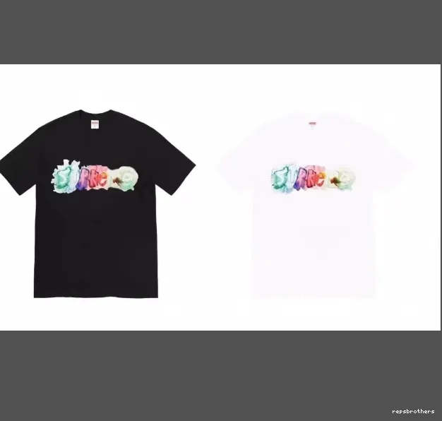 23SS Watercolor L M and S Black Color Letter TEE XL WATERCOLOR T-shirt Ink White sleeved Short 0607
